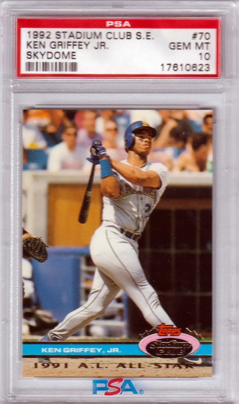 Graded Ken Griffey Jr. 1992 Topps Stadium Club S.E. Skydome baseball card PSA 10