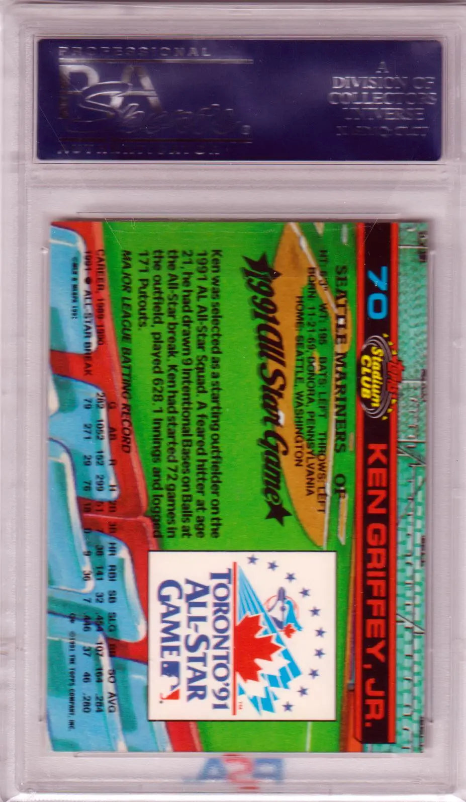 Ken Griffey Jr. 1992 Topps Stadium Club S.E. baseball card PSA 10 GEM MINT