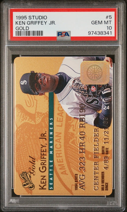 PSA graded Ken Griffey Jr. 1995 Studio Gold #5 Gem Mint baseball card