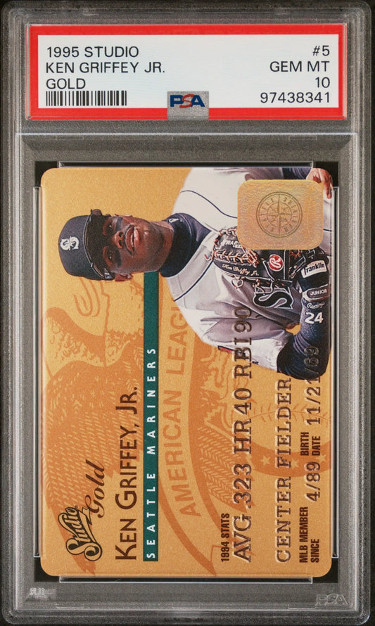 PSA graded Ken Griffey Jr. 1995 Studio Gold #5 Gem Mint baseball card