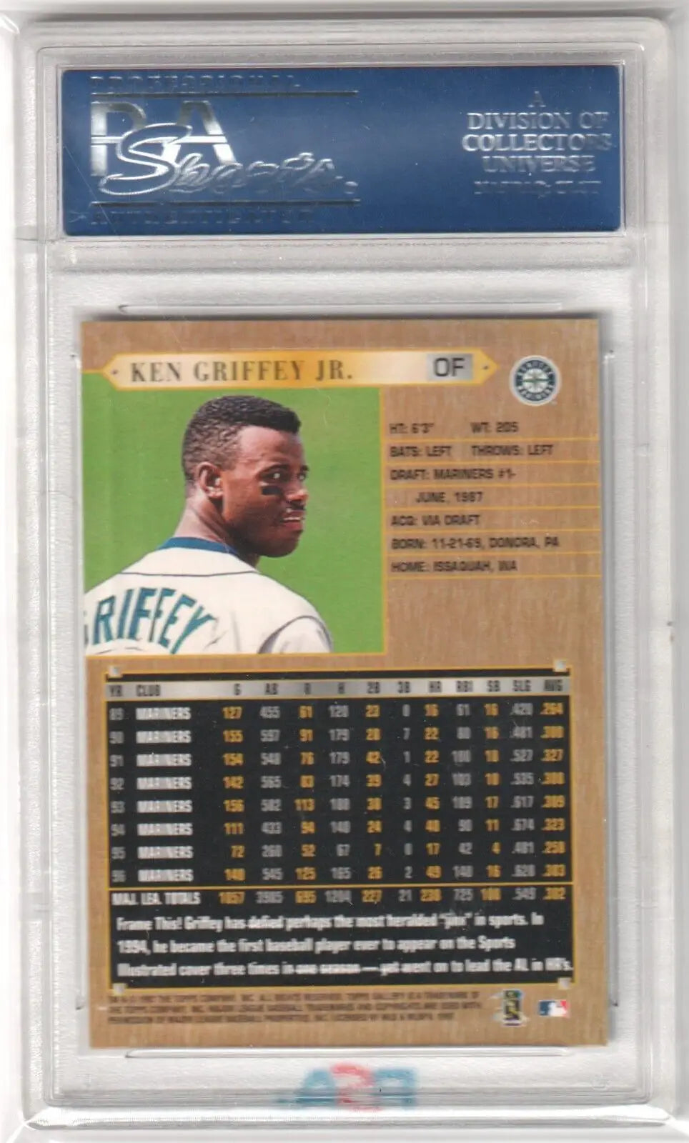 Graded Ken Griffey Jr. 1997 Topps Gallery baseball card, single cards from Columbia Hobby with box free shipping