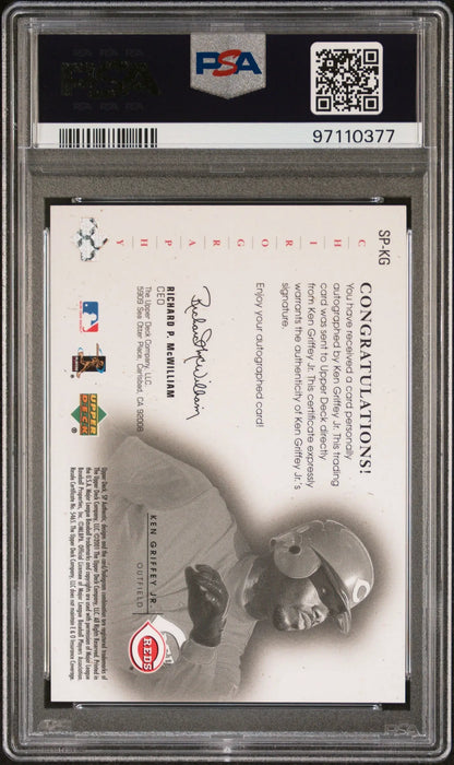 PSA-graded Ken Griffey Jr. 2001 Upper Deck Sp Authentic trading card in holder