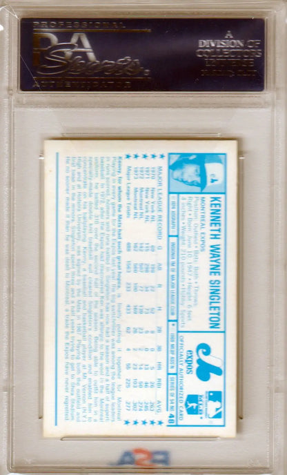 Graded baseball card of Ken Singleton from Kellogg’s Ken Singleton series for Columbia Hobby