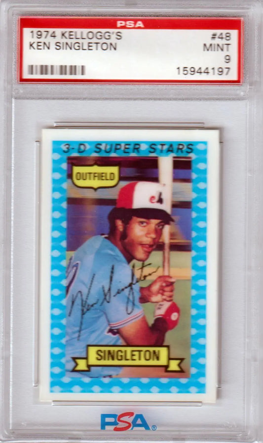 Graded 1974 Kellogg’s Ken Singleton baseball card PSA 9 MINT Columbia Hobby