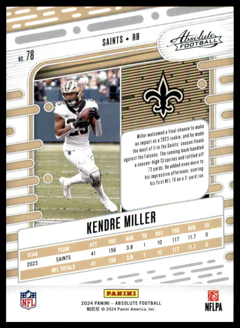 Kendre Miller football card from Panini Absolute 2024 Panini Absolute Retail product