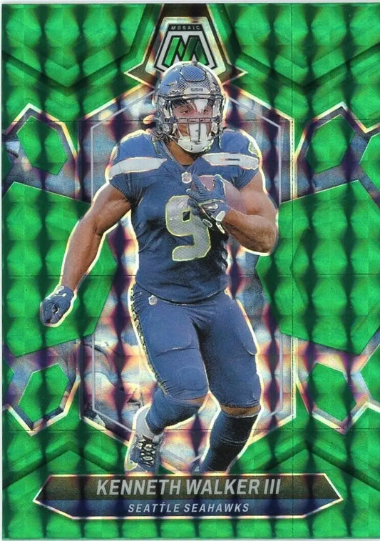 Kenneth Walker III 2024 Panini Mosaic Green Seahawks football card front view