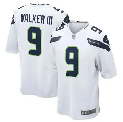 White Kenneth Walker III Seattle Seahawks Nike Away Game Jersey with number 9 on the back