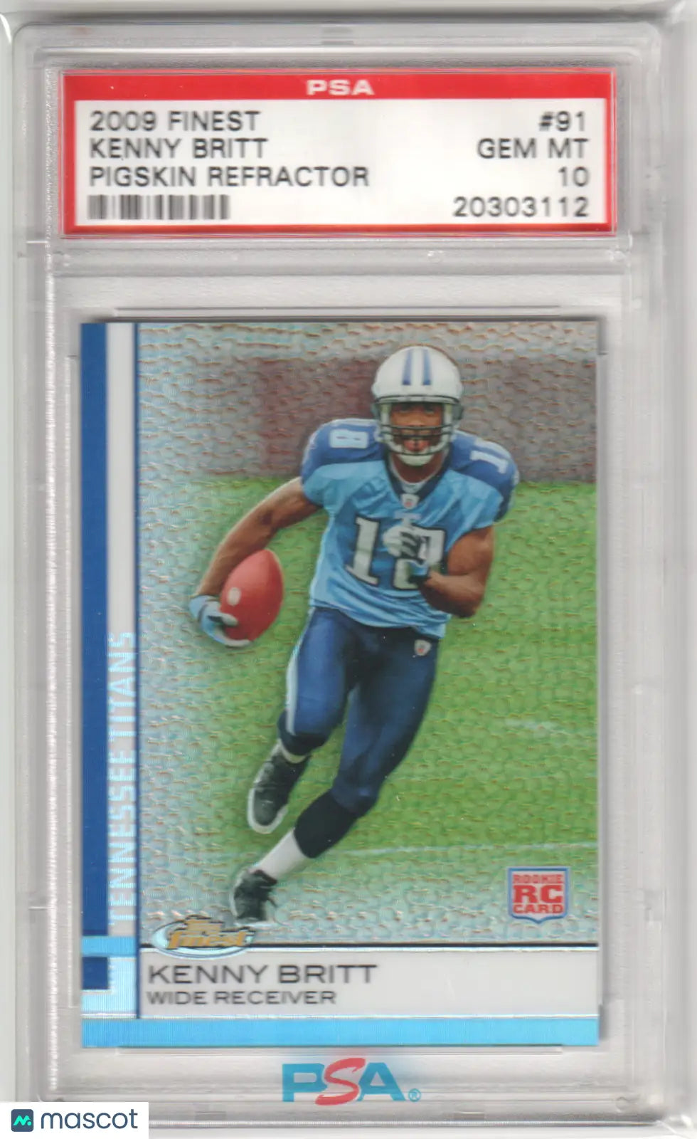 Kenny Britt football card from Topps Finest 2009, PSA 10 GEM, Columbia Hobby collection