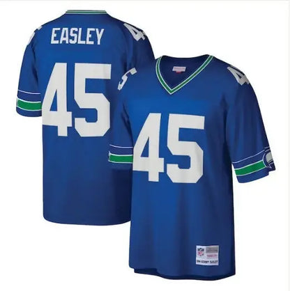 Blue Kenny Easley Seattle Seahawks legacy replica jersey with white number 45 and Easley on back