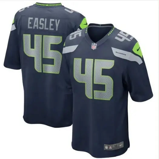 Dark blue Seattle Seahawks Kenny Easley Nike game jersey with number 45 and EASLEY on back