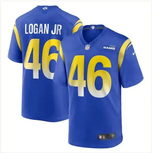 Blue Los Angeles Rams Kenny Logan Jr. Nike Game Jersey with LOGAN JR and number 46