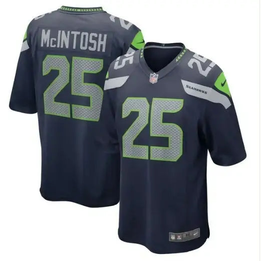 Dark blue Seattle Seahawks football jersey featuring number 25 and McIntosh on the back