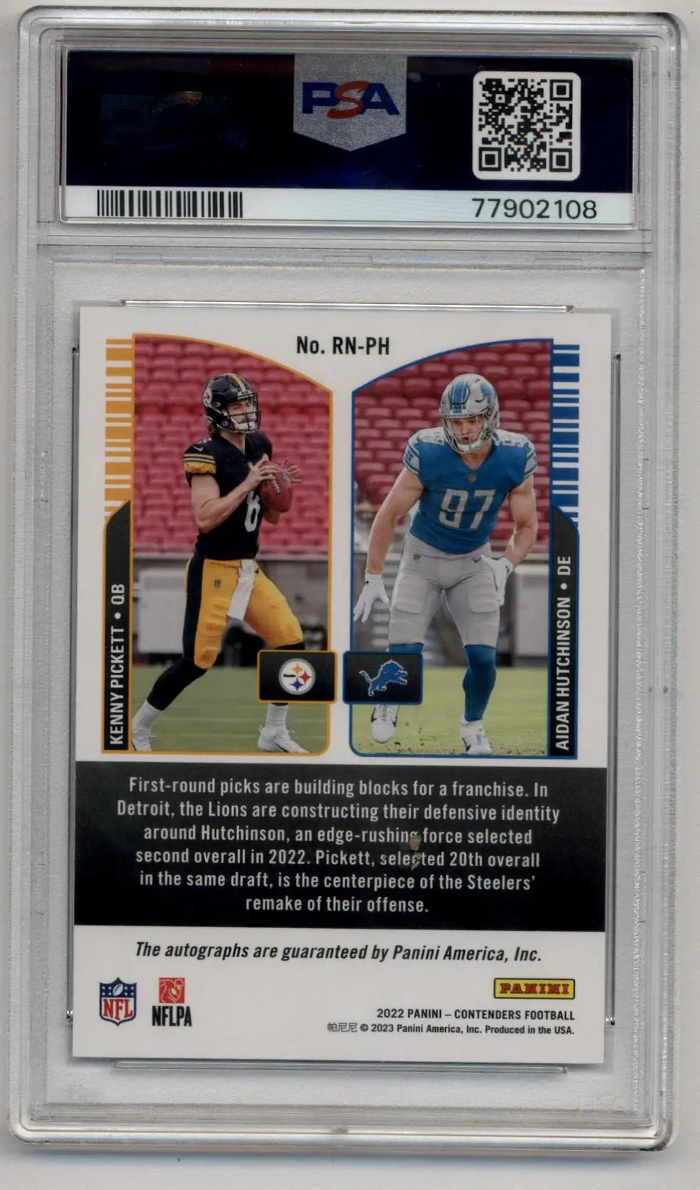 Kenny Pickett Aidan Hutchinson 2022 Contenders Round Numbers Auto Gold 06/10 PSA 9 Mint - Singles