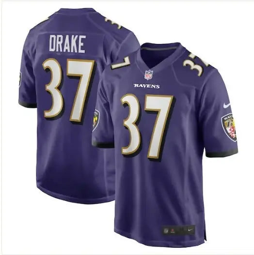 Purple Baltimore Ravens Kenyan Drake Nike Game Jersey displayed front view