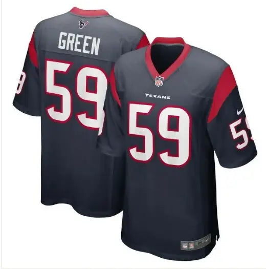 Dark blue Houston Texans Nike Player Game Jersey with number 59 and GREEN on back