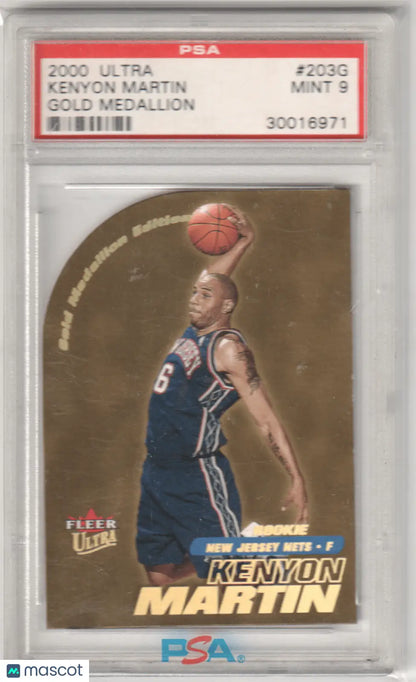 Graded Kenyon Martin basketball card 203G Gold Medallion PSA from Columbia Hobby