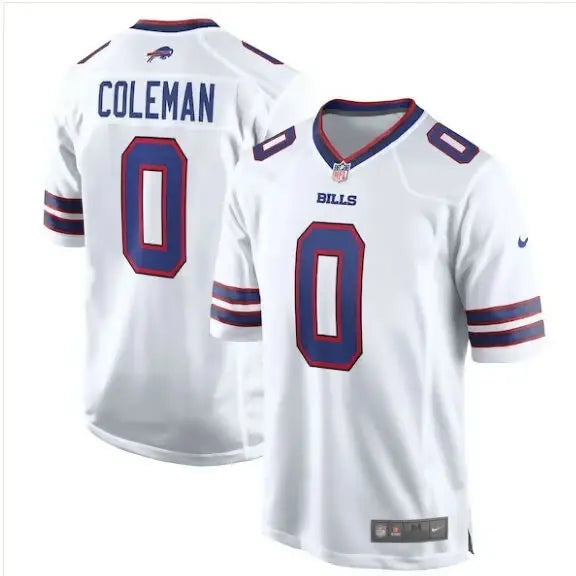 White Buffalo Bills Nike Game Jersey with COLEMAN and number 0 on the back