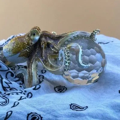 Keren Kopal crystal apple octopus ornament with faceted crystal and metallic accents