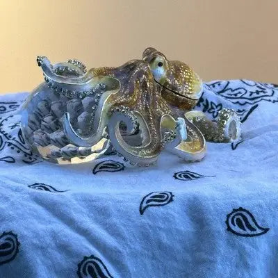 Decorative octopus figurine with metallic gold and silver accents from Keren Kopal Crystal Apple collection