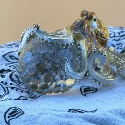 Keren Kopal crystal apple octopus trinket box with gold accents collectible figurine