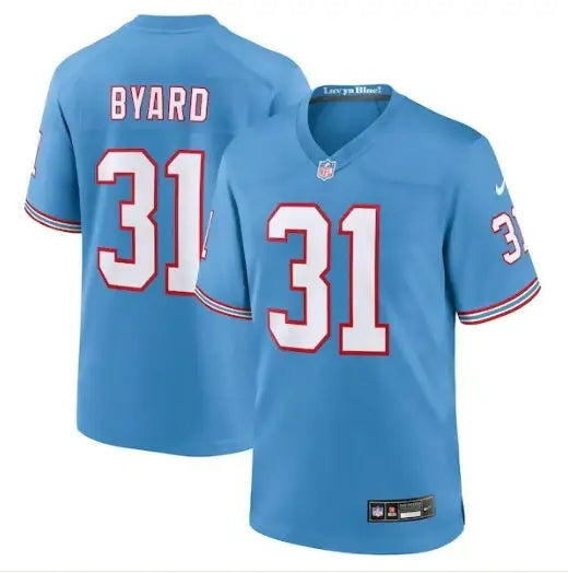 Light blue Kevin Byard Tennessee Titans Nike Oilers throwback jersey with number 31
