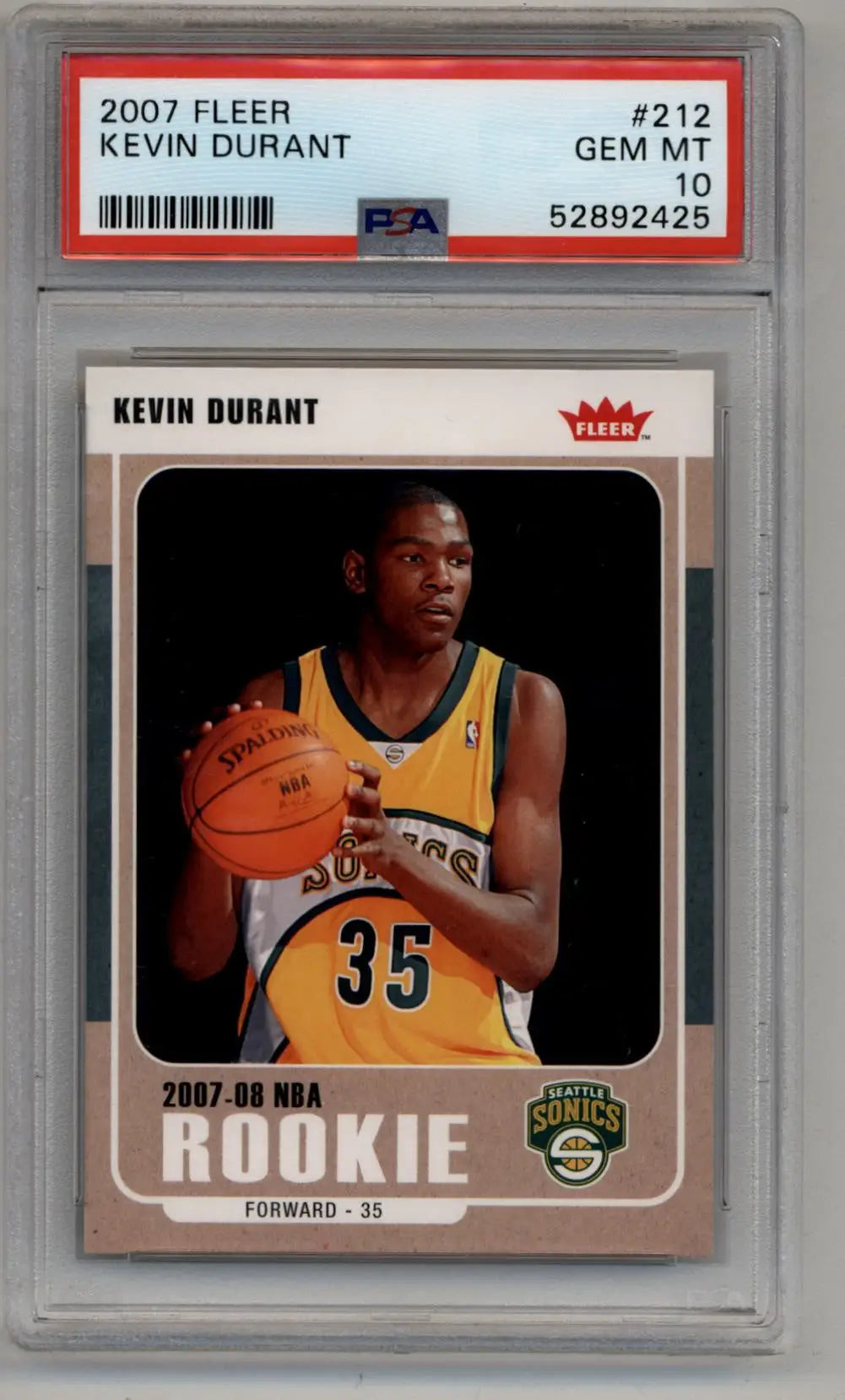Kevin Durant 2007-08 Fleer Rookie #212 PSA 10 Gem Mint - Singles