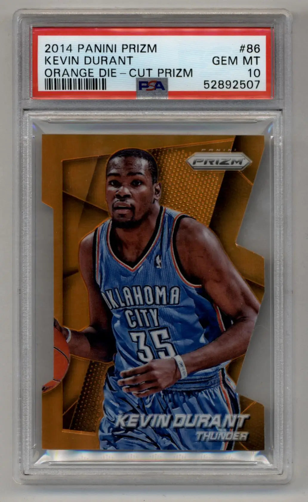 Kevin Durant 2014 Prizm Orange Die-Cut card PSA 10 Gem Mint basketball collectible