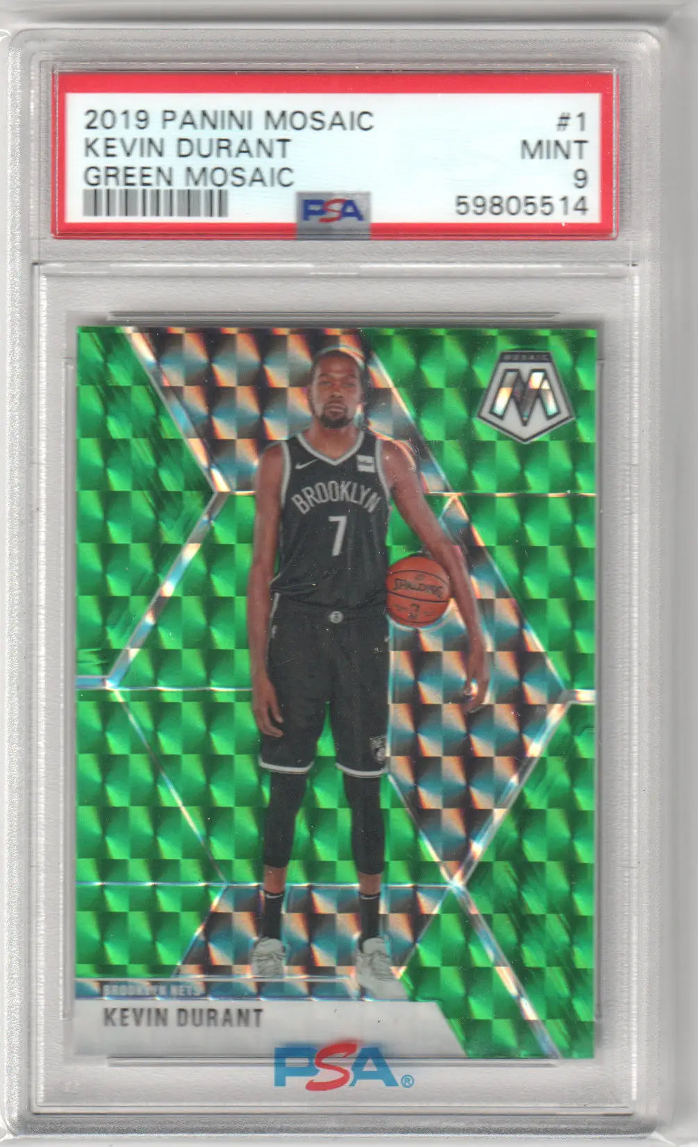 Graded Kevin Durant basketball card from Panini Mosaic collection at Columbia Hobby