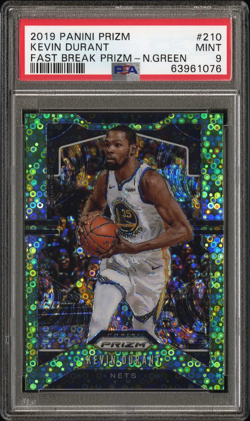 Kevin Durant 2019 Panini Prizm #210 Neon Green Fast Break #5/5 PSA 9 Mint - Singles