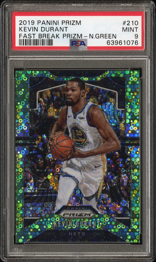 Kevin Durant 2019 Panini Prizm #210 Neon Green Fast Break #5/5 PSA 9 Mint - Singles