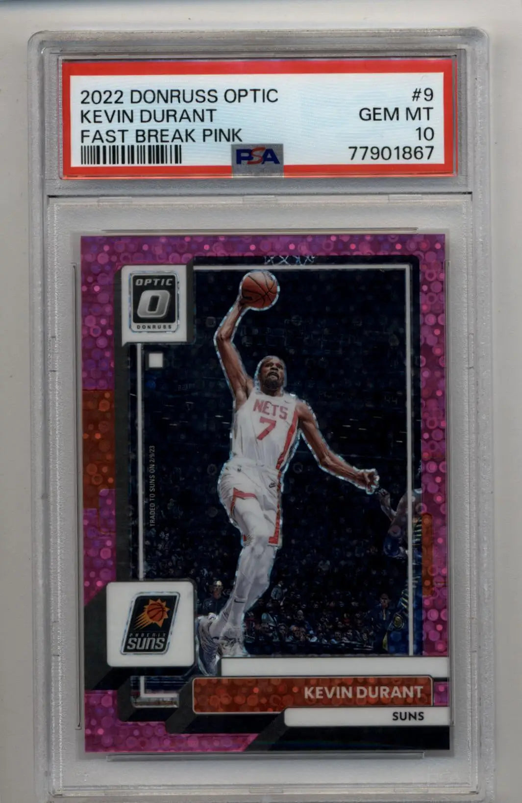 PSA 10 Kevin Durant 2022 Donruss Optic Fast Break Pink basketball card