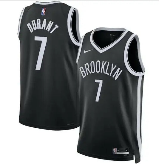 Black Kevin Durant Brooklyn Nets Nike Swingman Jersey with Durant 7 and Brooklyn 7 logos