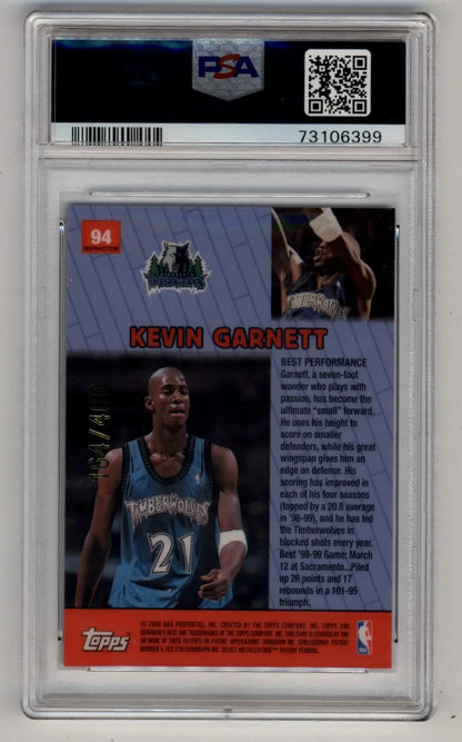 Kevin Garnett Bowman’s Best refractor trading card PSA 10 Gem Mint encapsulated
