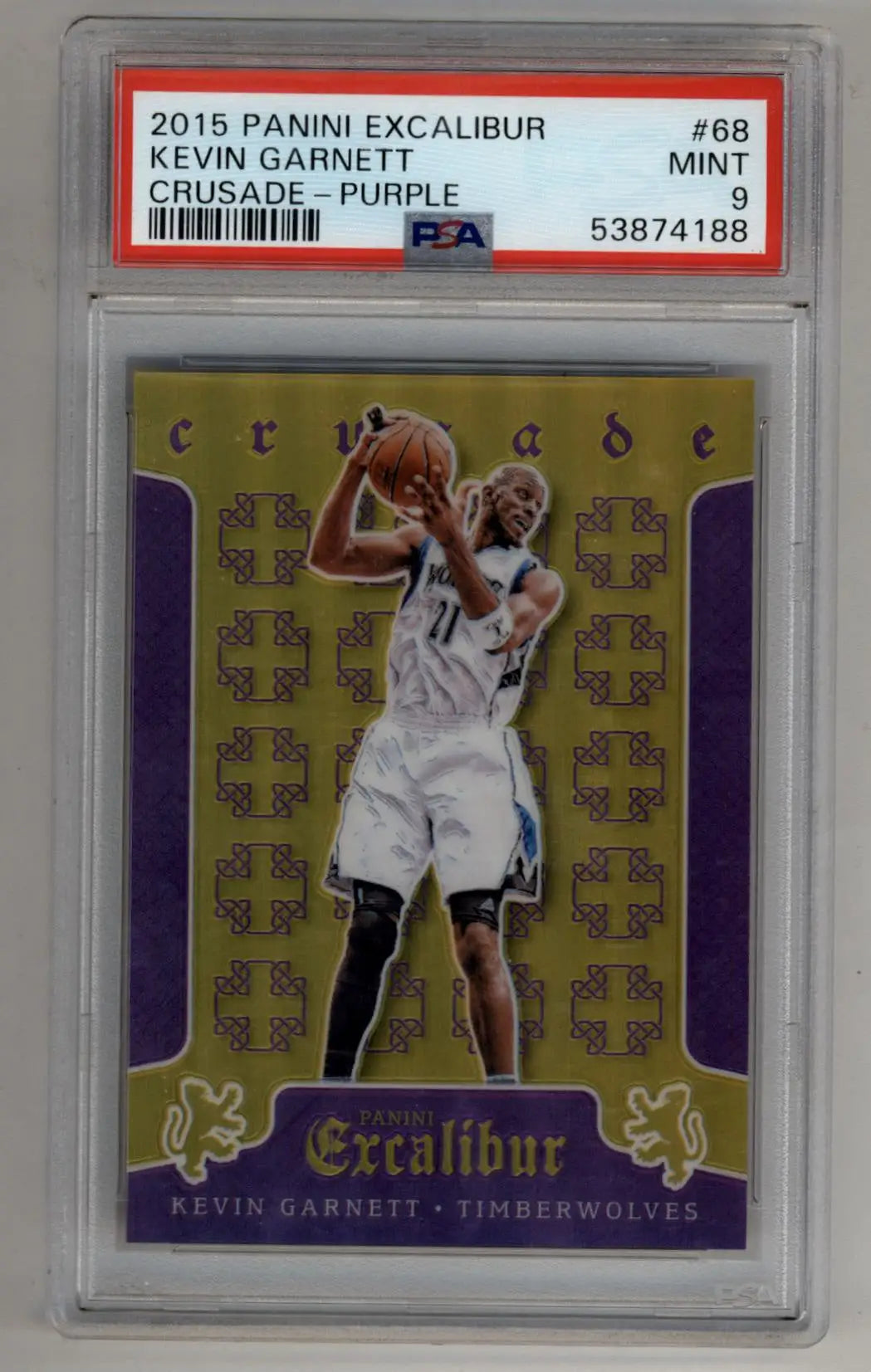 2015 Panini Excalibur Crusade Purple Kevin Garnett basketball card PSA 9 Mint