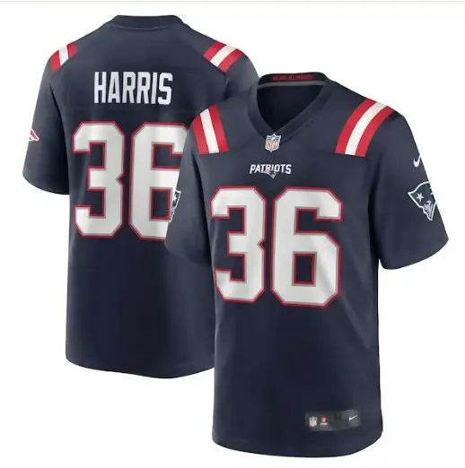 Navy blue Kevin Harris New England Patriots Nike Game Player Jersey front view