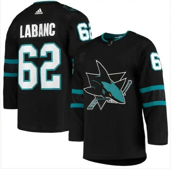 Black Kevin Labanc San Jose Sharks adidas Alternate Authentic Jersey with number 62
