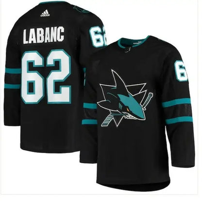 Black Kevin Labanc San Jose Sharks adidas Alternate Authentic Jersey with number 62