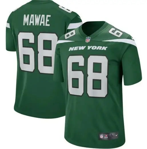 Green New York Jets Nike game jersey with Kevin Mawae name and number 68