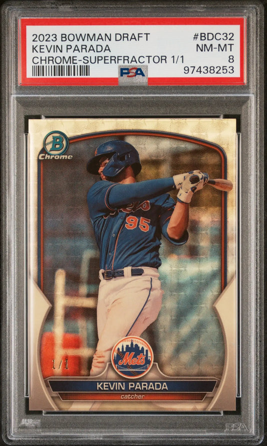 Kevin Parada Bowman Chrome Draft Superfractor 1/1 PSA 8 Nm-Mint baseball card