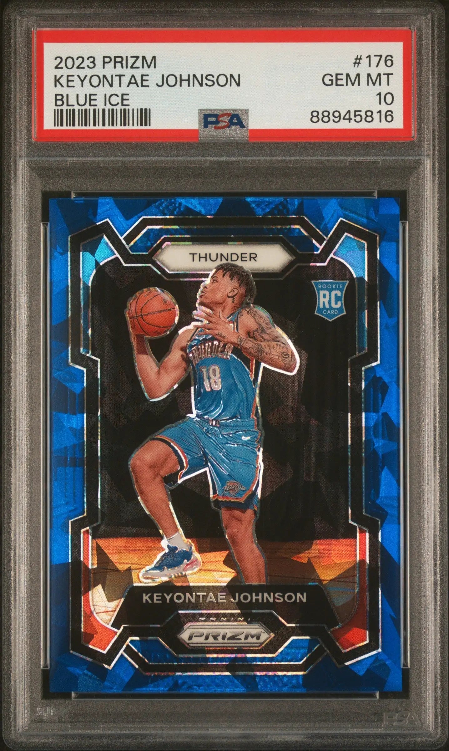 Keyontae Johnson 2023 Panini Prizm Blue Ice rookie card PSA 10 Gem Mint