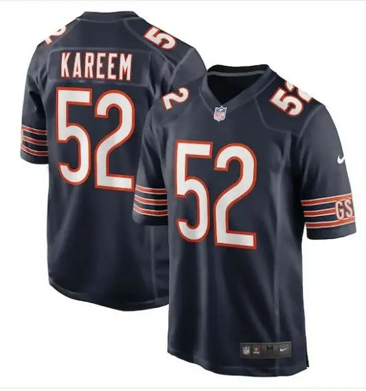 Navy blue Khalid Kareem Chicago Bears Nike Team Game Jersey with 52 on front and back