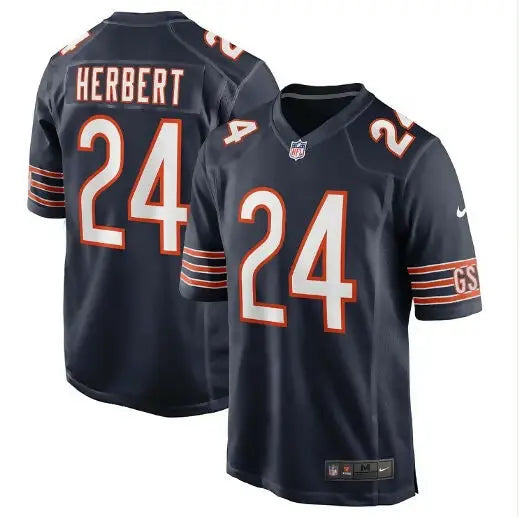 Dark blue Khalil Herbert Chicago Bears Nike Alternate Game Jersey with orange and white accents
