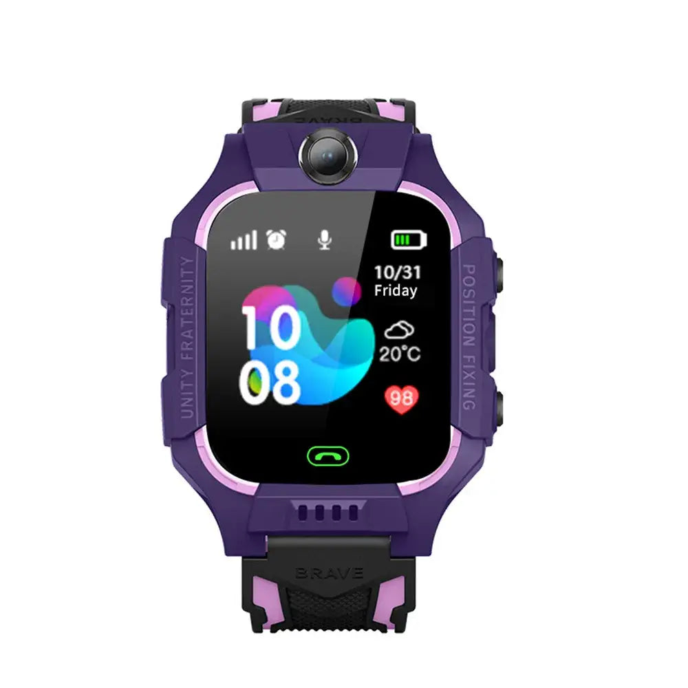 Purple and black kids smart watch Q19 with camera and two-way communication for kids