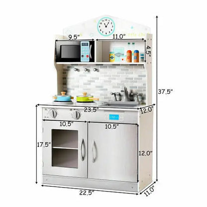 Kids Wooden Pretend Cooking Playset Cookware Play Set Kitchen Toys Toddler Gift-Pink - Play Kitchen Sets