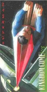 Stylized figure in blue and red on dark background for Kingdom Come unnumbered promo card