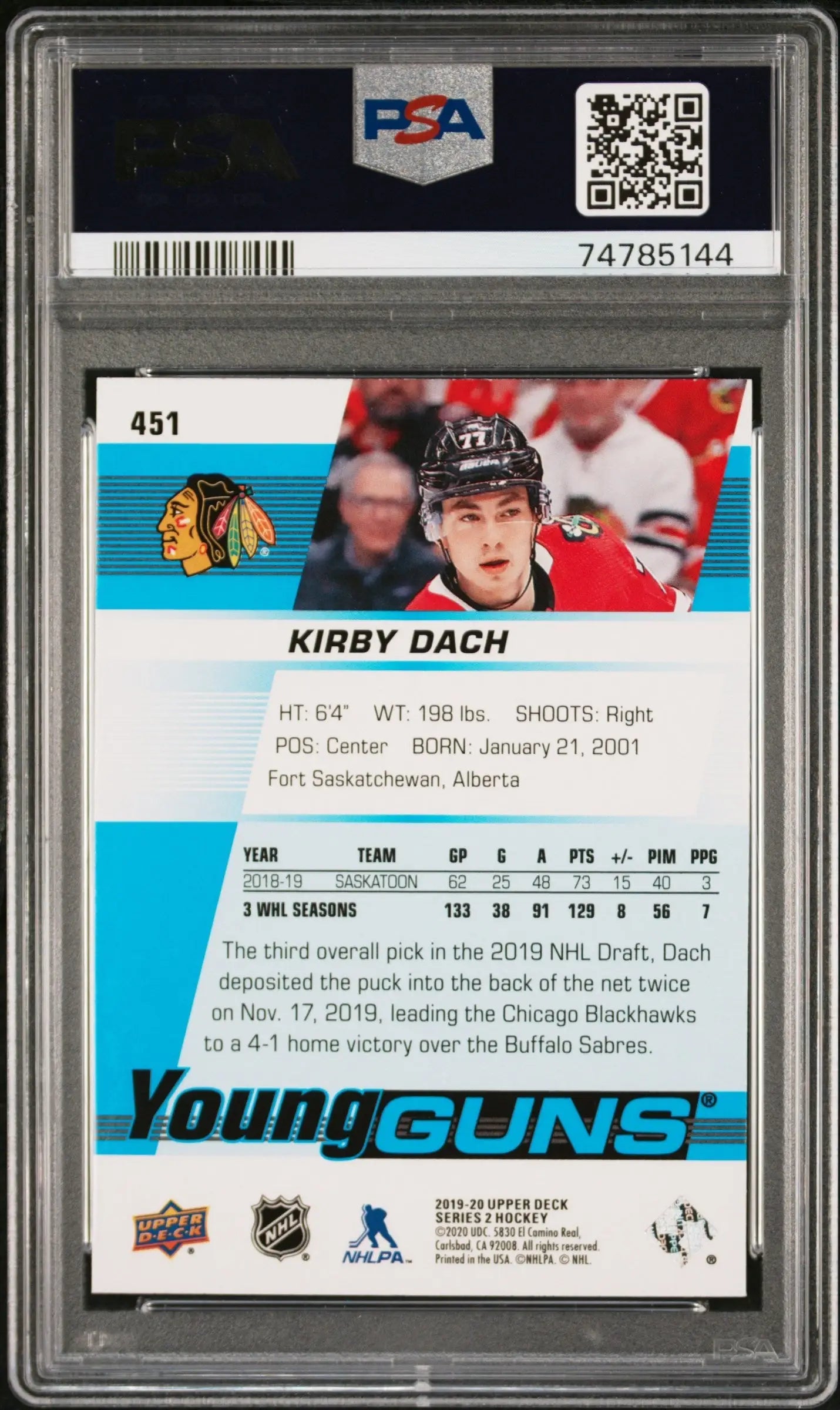 Kirby Dach 2019 Upper Deck #451 PSA 10 Gem Mint - Singles