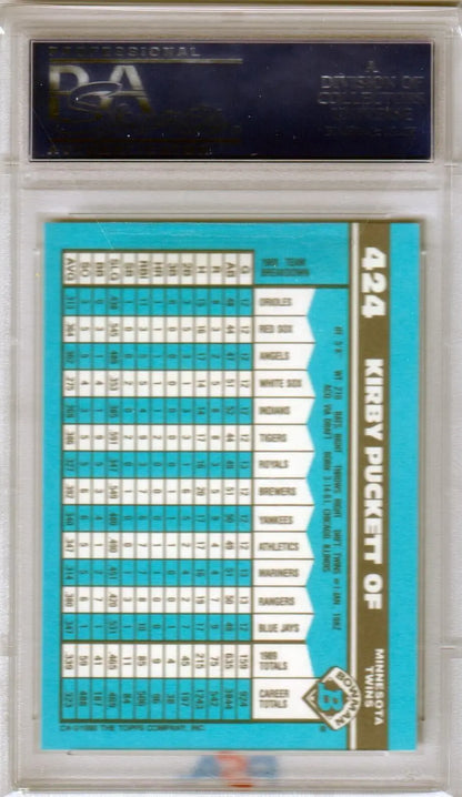 Graded Kirby Puckett Bowman Tiffany baseball card from 1990 Twins PSA 10 GEM MINT
