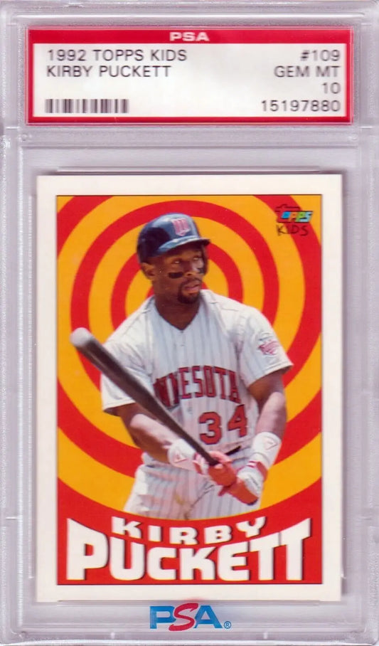 Graded Kirby Puckett baseball card from Columbia Hobby, featured on ESPN magazine covers