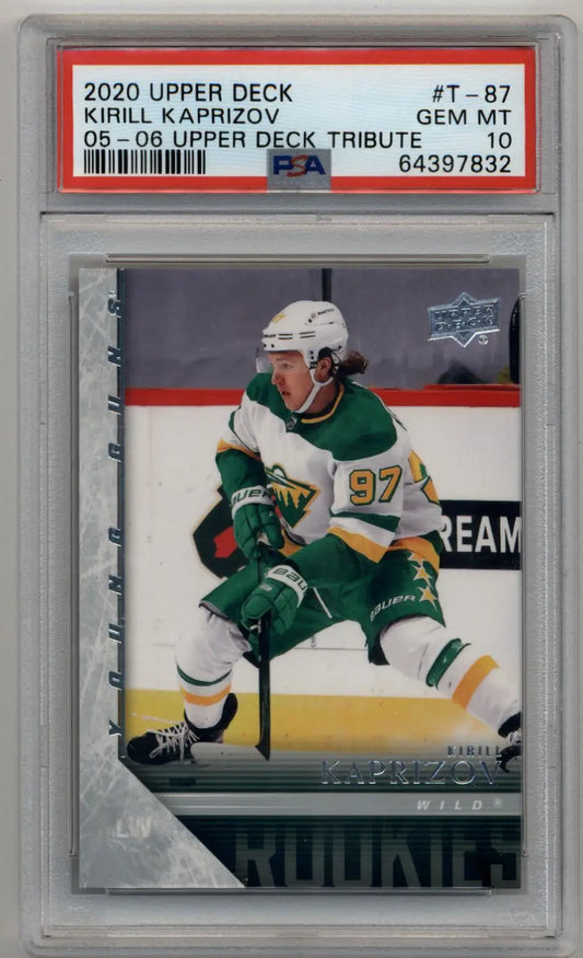 Kirill Kaprizov 2020-21 Upper Deck ’05-06 Upper Deck Tribute #T87 Young Gun PSA 10 Gem Mint - Singles