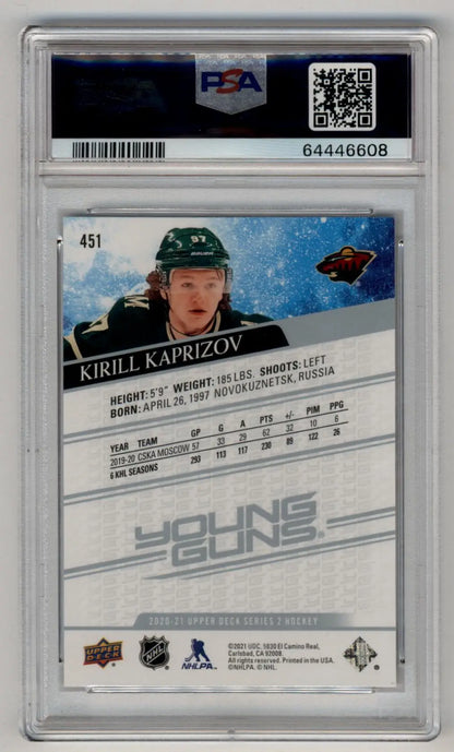 Kirill Kaprizov 2020-21 Upper Deck Young Gun #451 PSA 10 Gem Mint 6608 - Singles